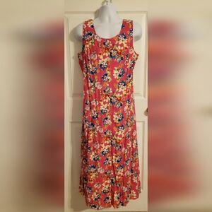 EUC Koret Brand Vibrant Pink  Floral Maxi Dress Size L